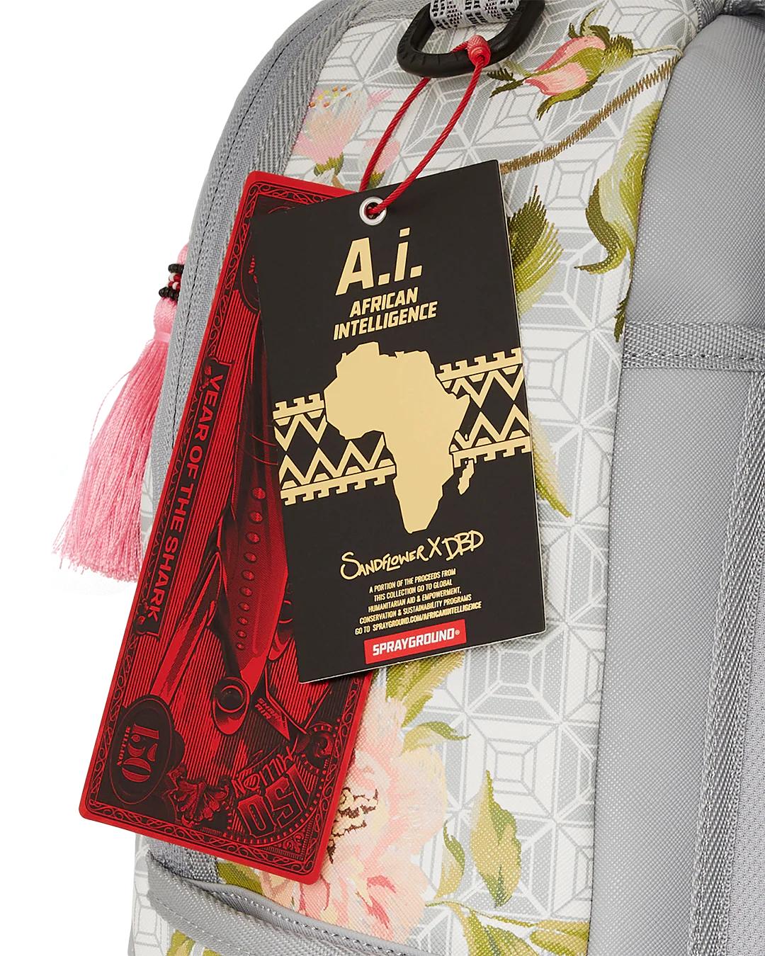 Sprayground A.I. AFRICAN INTELLIGENCE ELEGANT ENERGY BACKPACK - SANDFLOWER COLLAB