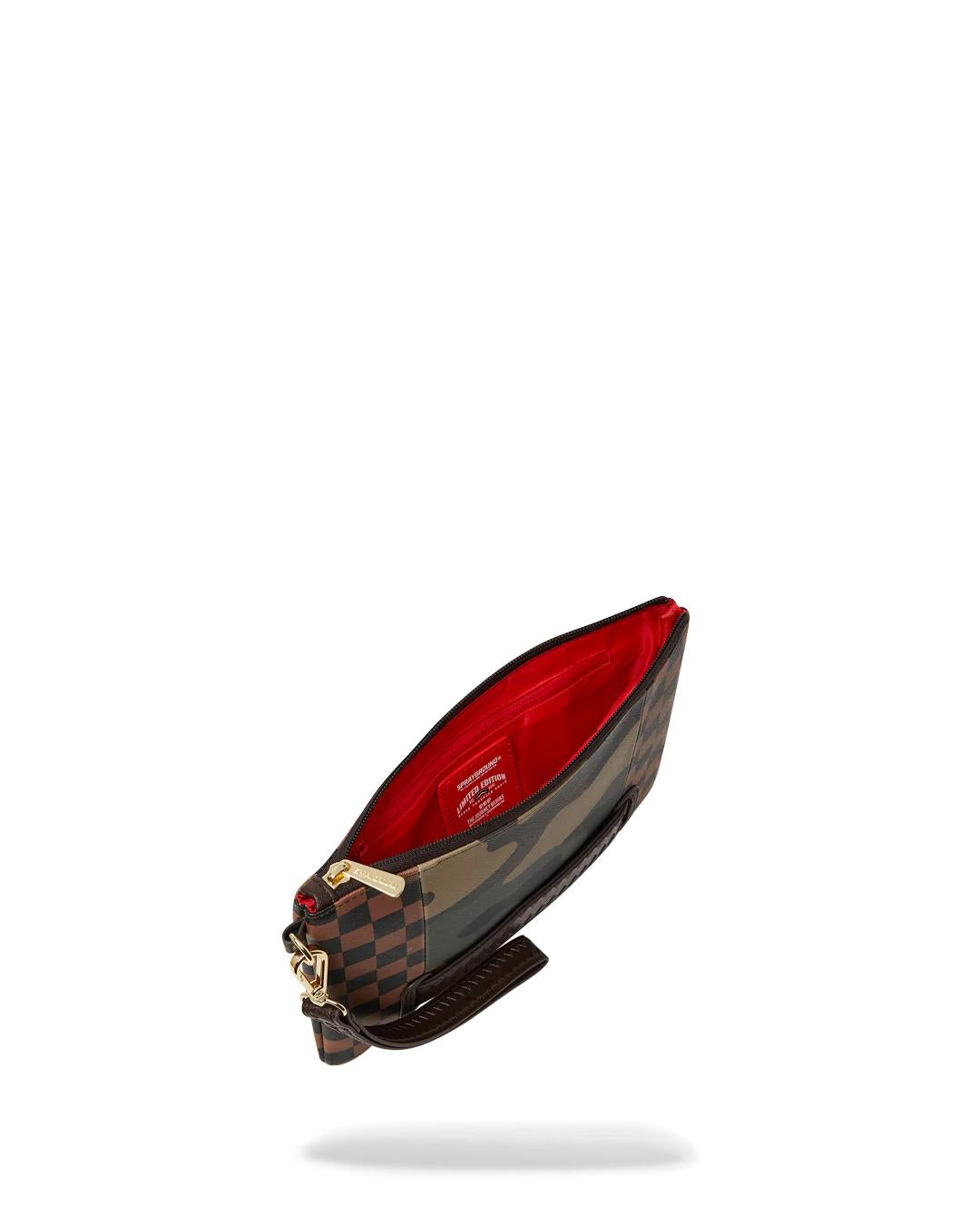 Sprayground EXTERIOR GOLD ZIP POCKET SHARKS IN PARIS CROSSOVER CLUTCH