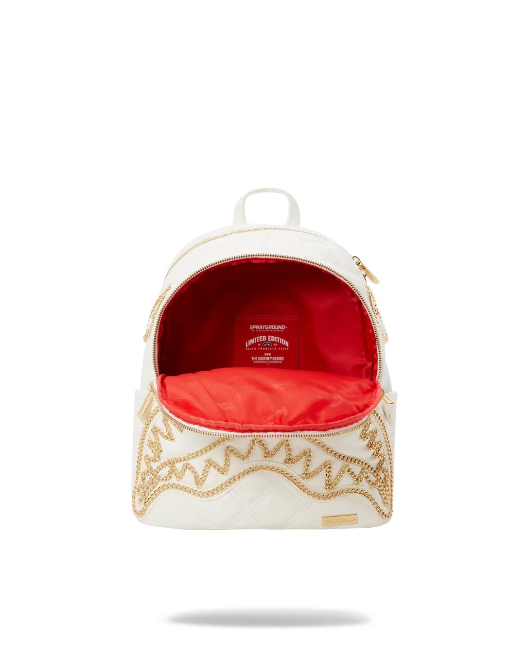 Sprayground RIVIERA LE BLANC GOLD CHAIN SHARK SAVAGE BACKPACK