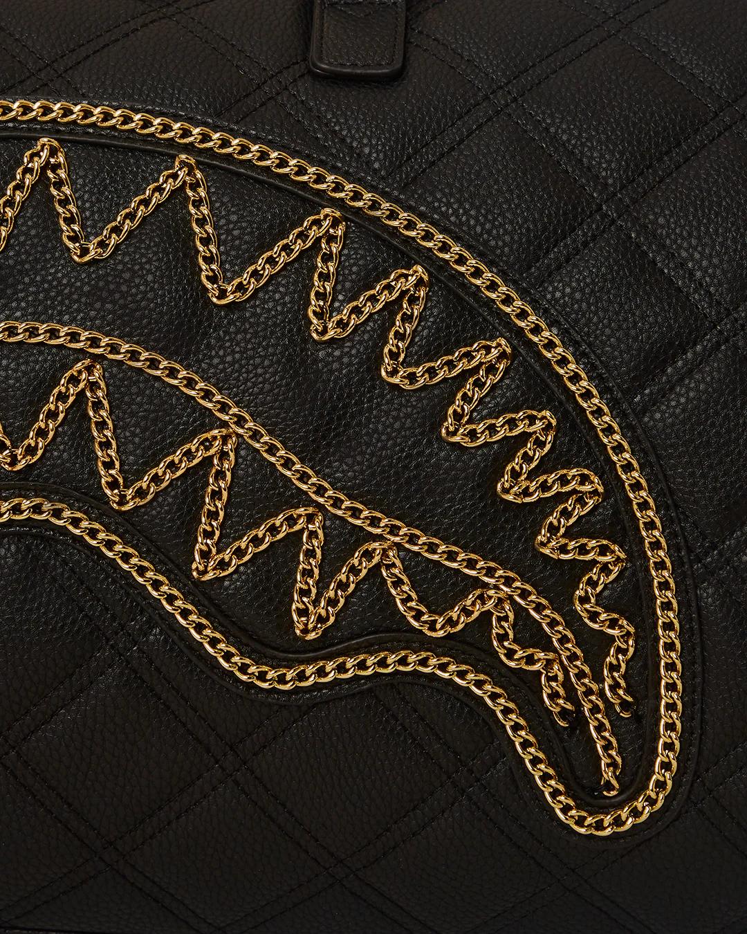 Sprayground NOIR QUILT GOLD CHAIN SHARK DUFFLE