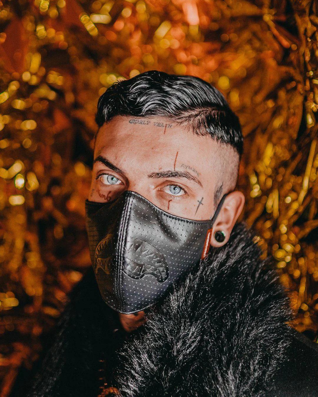 Sprayground MIDNIGHT SHARK VEGAN LEATHER FACEMASK