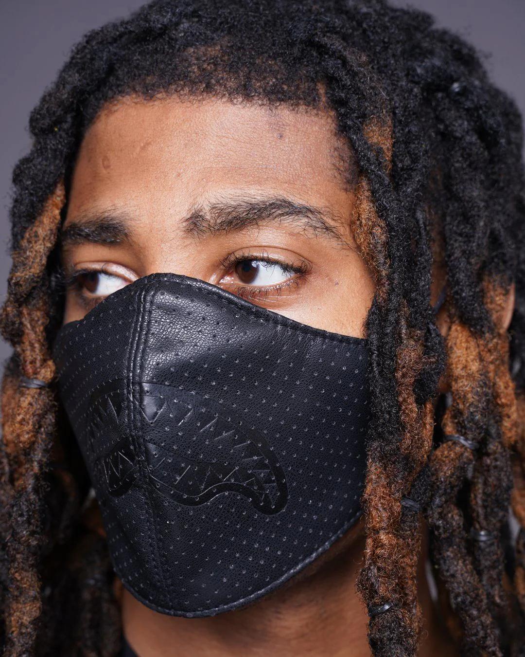 Sprayground MIDNIGHT SHARK VEGAN LEATHER FACEMASK