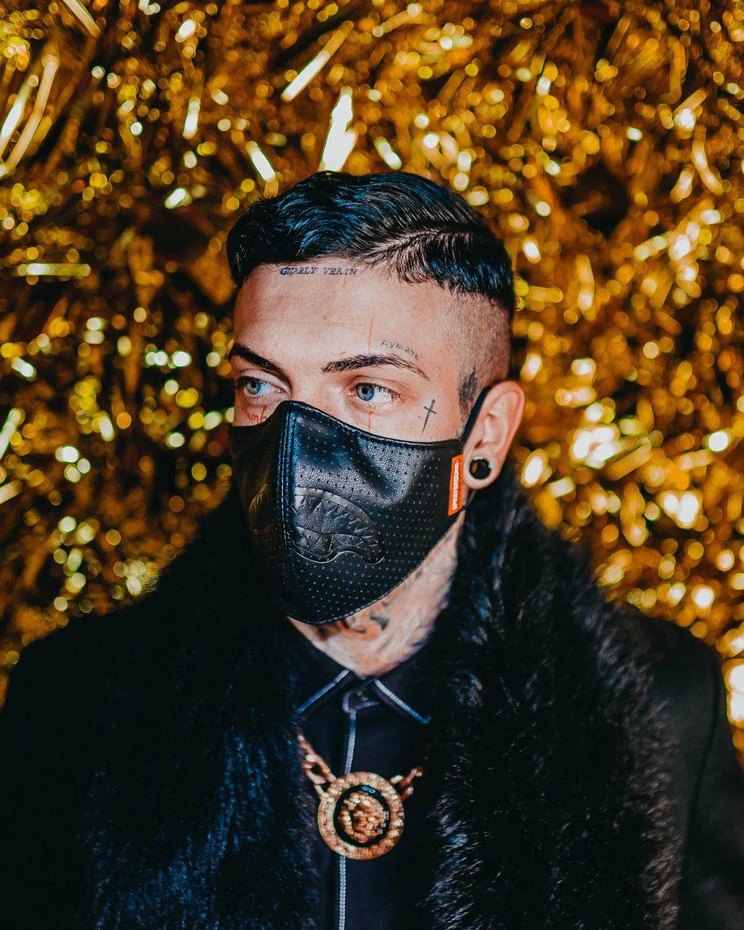 Sprayground MIDNIGHT SHARK VEGAN LEATHER FACEMASK
