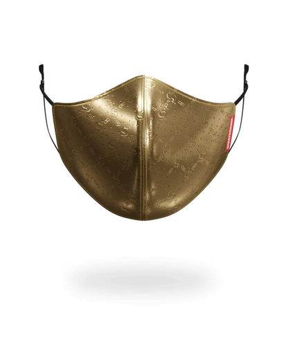 Sprayground GOLD MONEY PATTERN VEGAN LEATHER FACE MASK