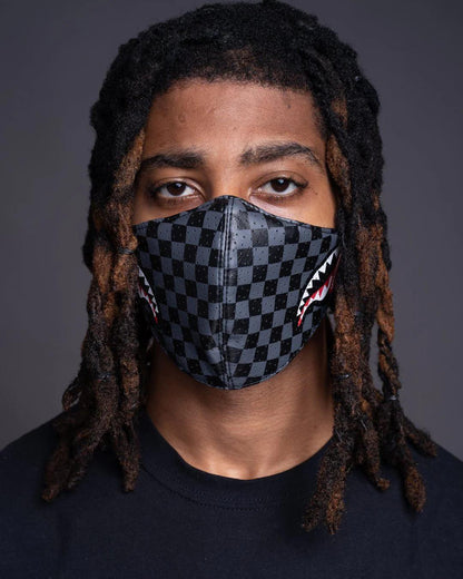 Sprayground SHARKS IN PARIS (GRAY) VEGAN LEATHER FACE MASK