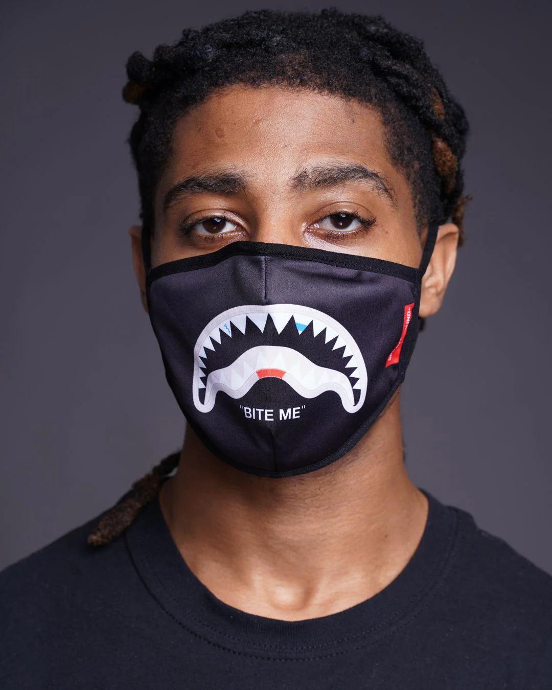 Sprayground BITE ME SHARK (BLK) POLYESTER FACE MASK