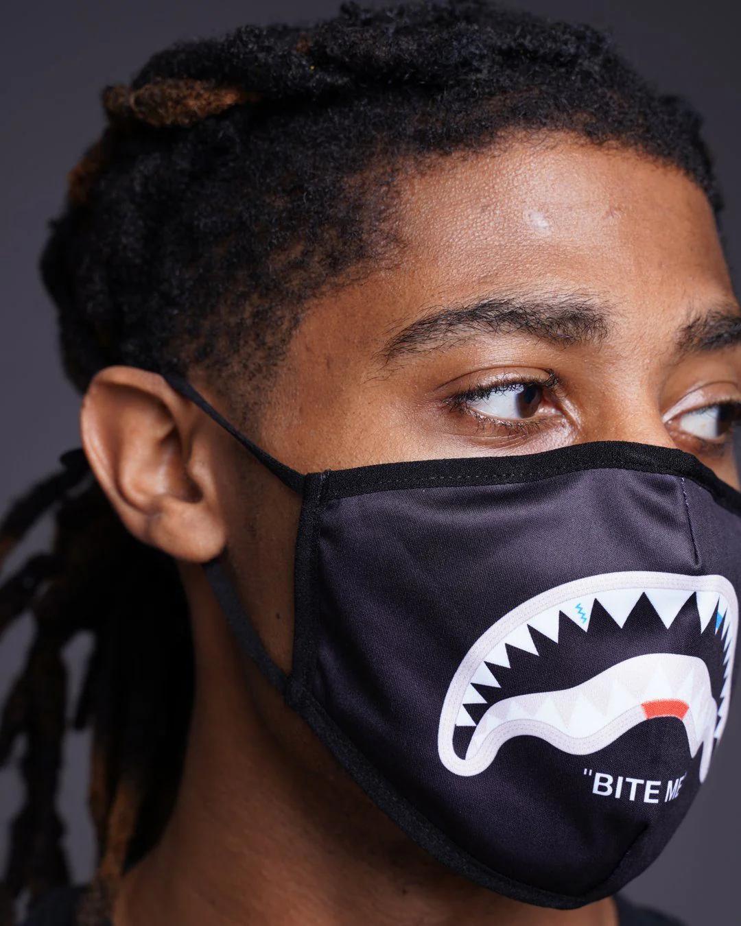 Sprayground BITE ME SHARK (BLK) POLYESTER FACE MASK