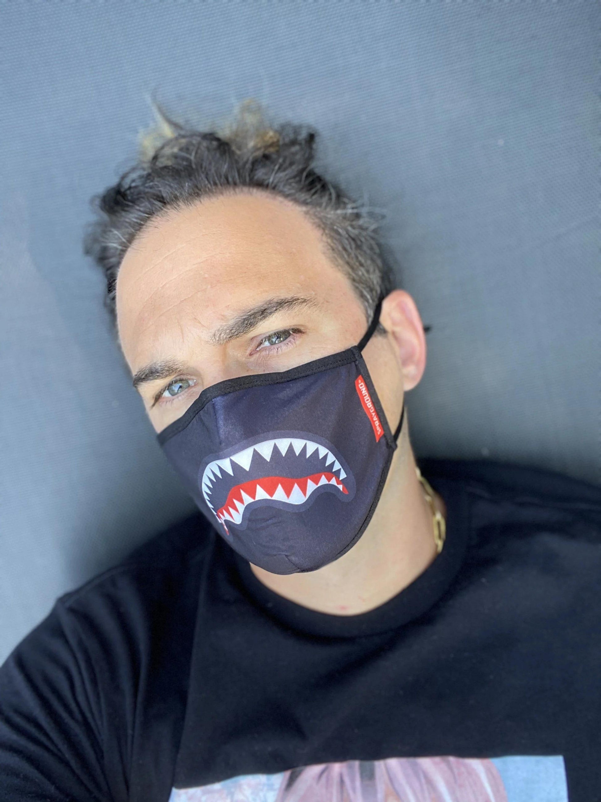 Sprayground ADULT SHARK LOGO (BLACK) FORM-FITTING FACE MASK