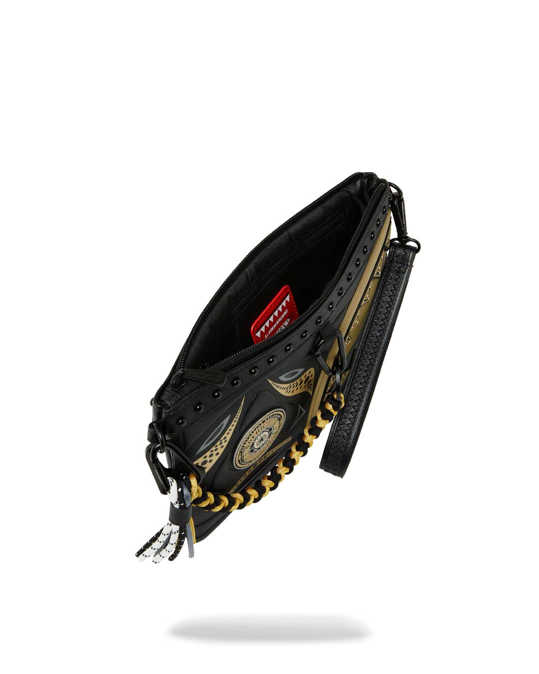 Sprayground A.I. AFRICAN INTELLIGENCE SHARKS OF THE GOLD OCEAN CROSSOVER CLUTCH -