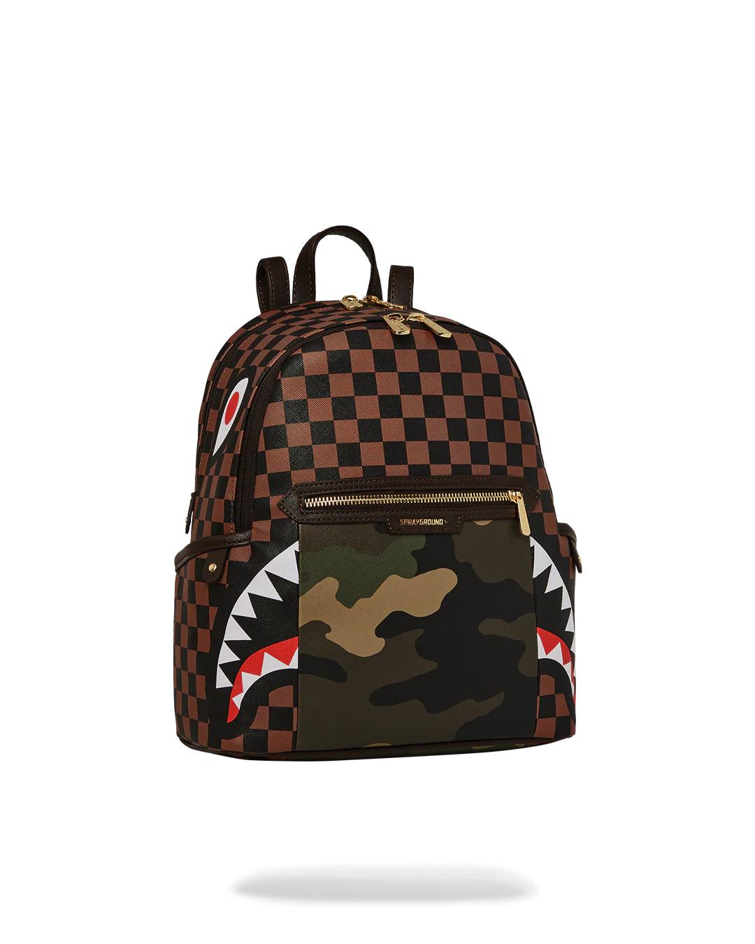 Sprayground EXTERIOR GOLD ZIP POCKET SHARKS IN PARIS SAVAGE BACKPACK