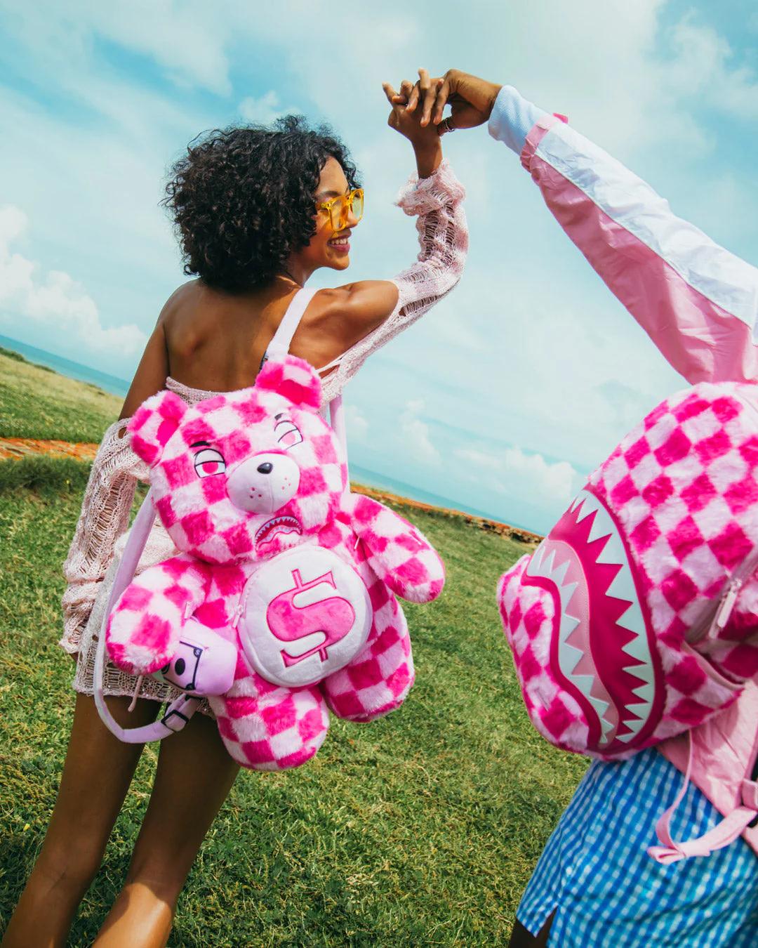 Sprayground FURZILLA SHARK (PINK CHECK) MONEYBEAR BACKPACK