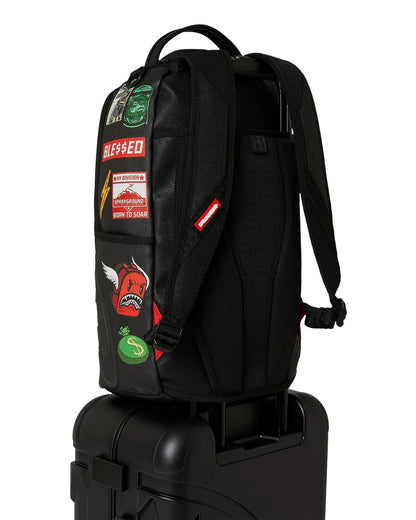 Sprayground THE JOURNEY BEGINS SHARKITECTURE CARRY-ON LUGGAGE BLACK WITH EXTRA STI