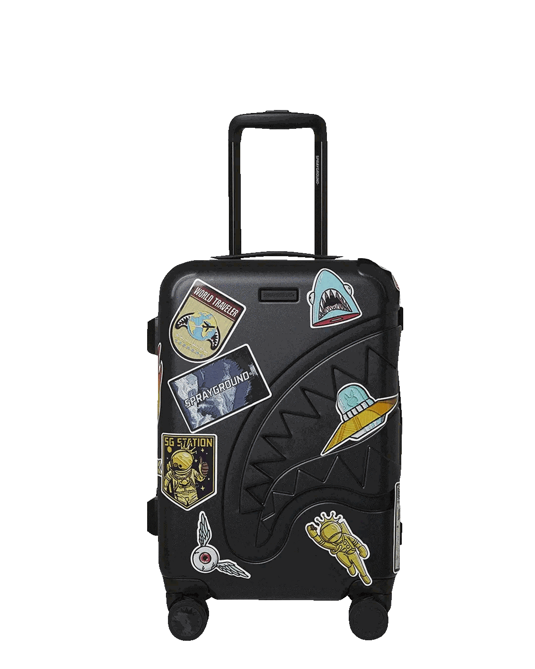 Sprayground THE JOURNEY BEGINS SHARKITECTURE CARRY-ON LUGGAGE BLACK WITH EXTRA STI