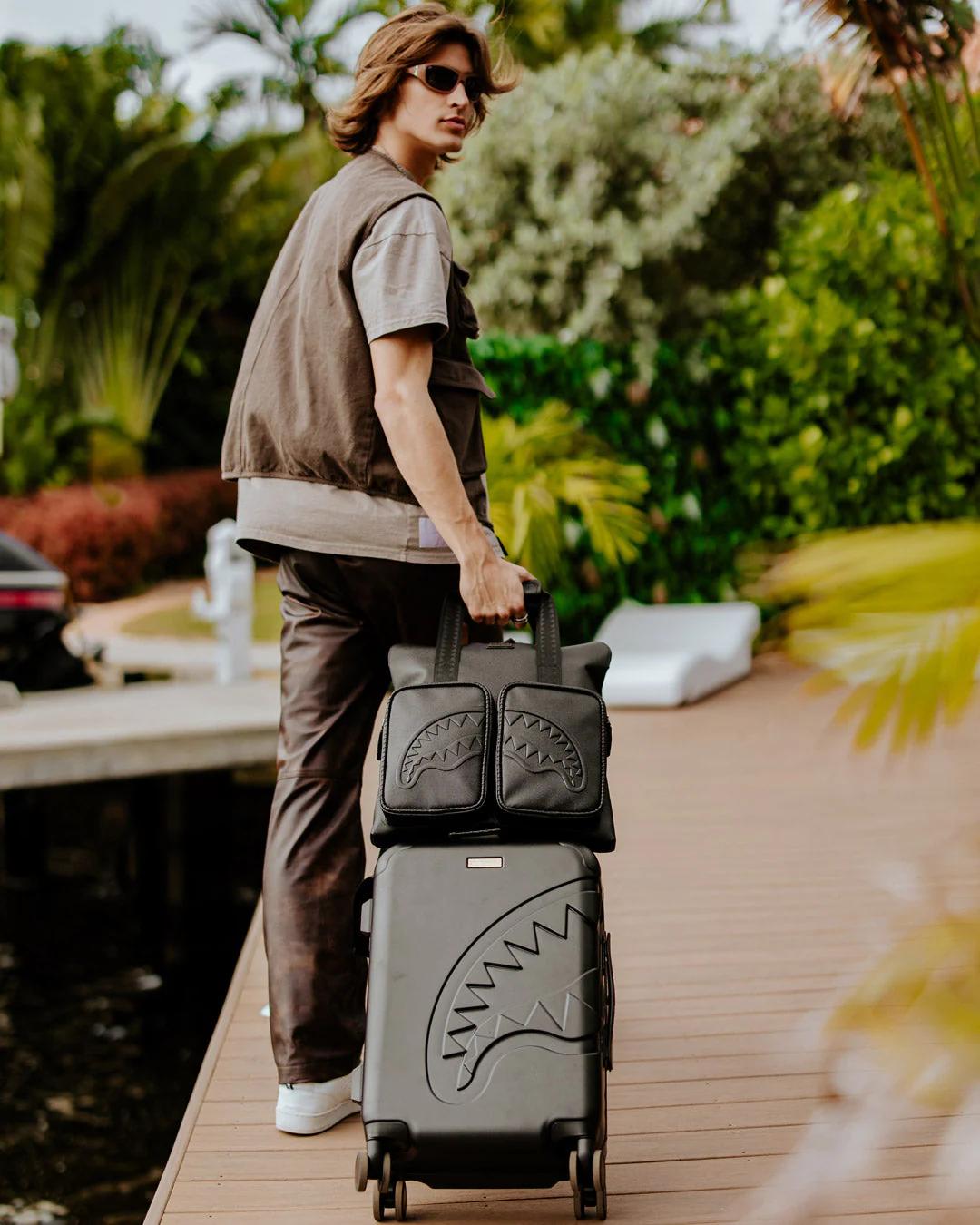 Sprayground REALITY CHECK SHARKITECTURE CARRY-ON JETBLACK LUGGAGE (GOLD HARDWARE)