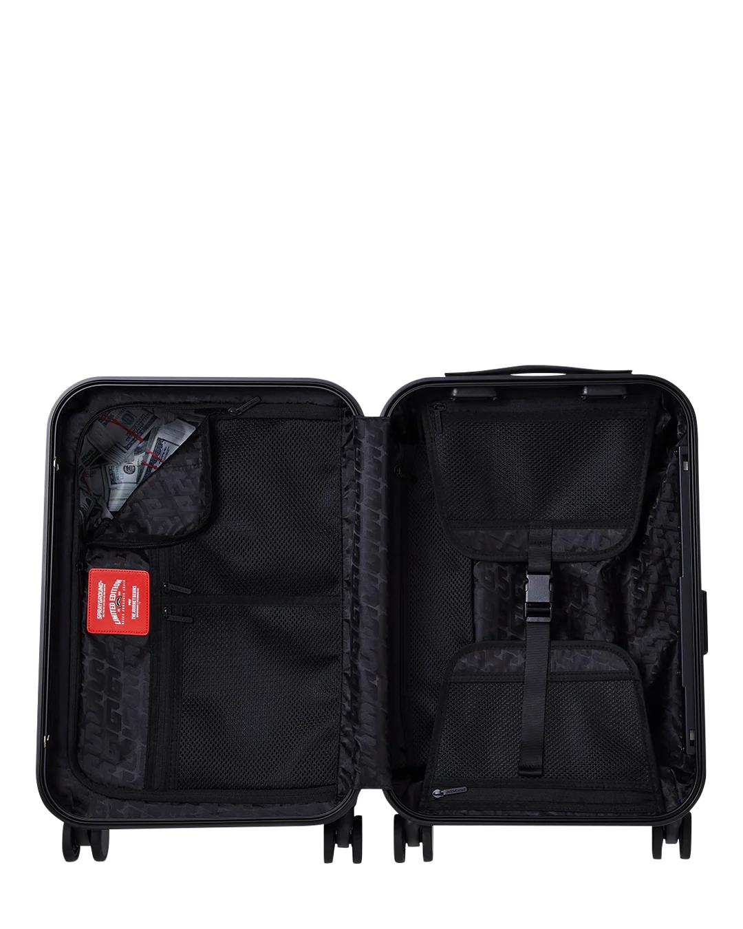 Sprayground REALITY CHECK SHARKITECTURE CARRY-ON JETBLACK LUGGAGE (GOLD HARDWARE)