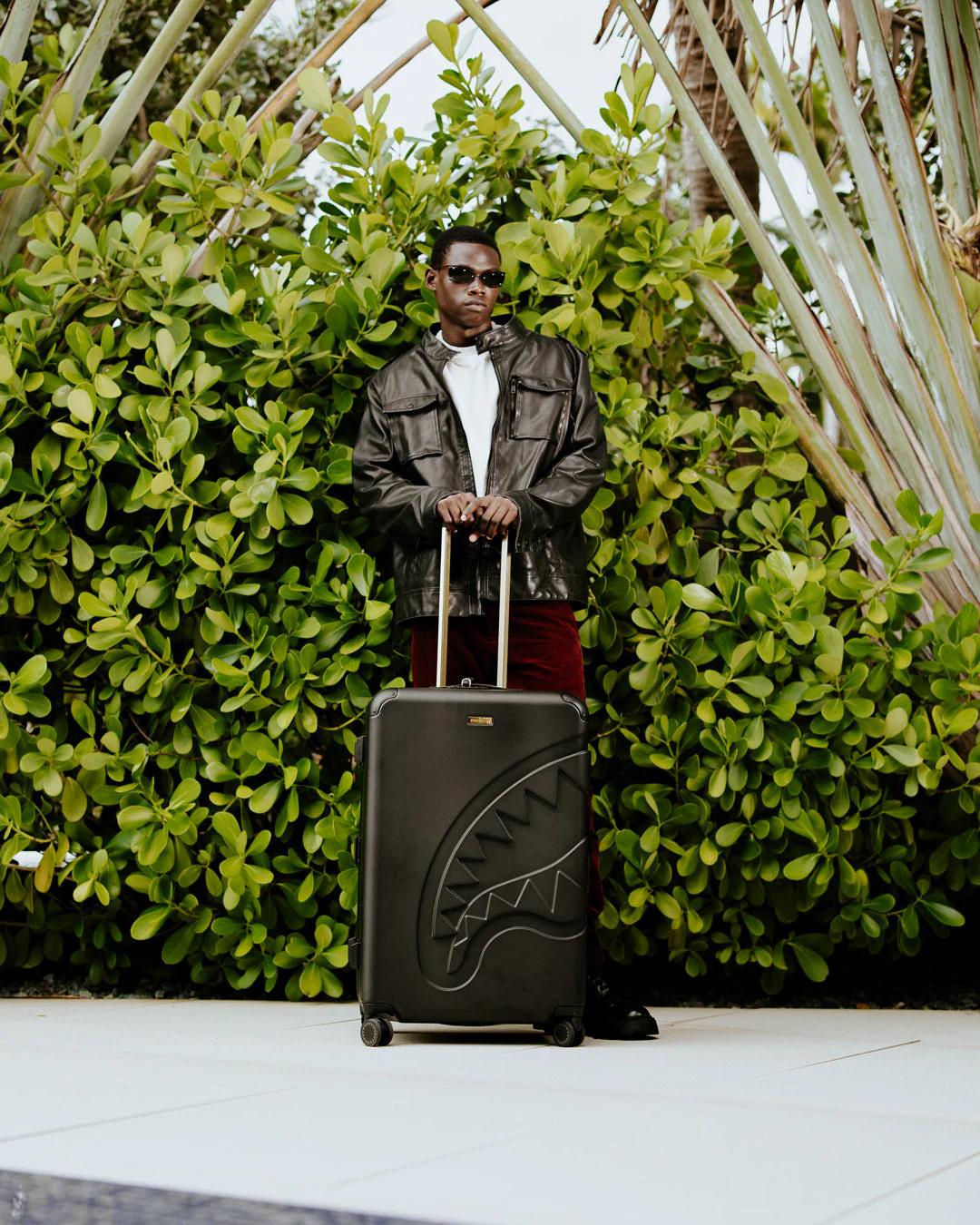 Sprayground REALITY CHECK SHARKITECTURE FULL-SIZE JETBLACK LUGGAGE (GOLD HARDWARE)