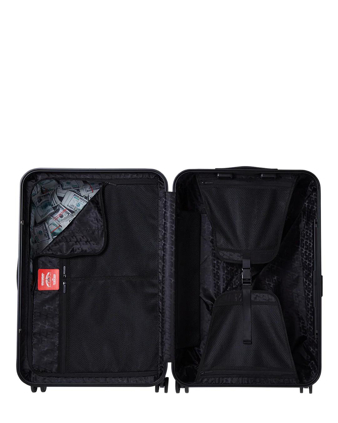 Sprayground REALITY CHECK SHARKITECTURE FULL-SIZE JETBLACK LUGGAGE (GUNMETAL HARDW