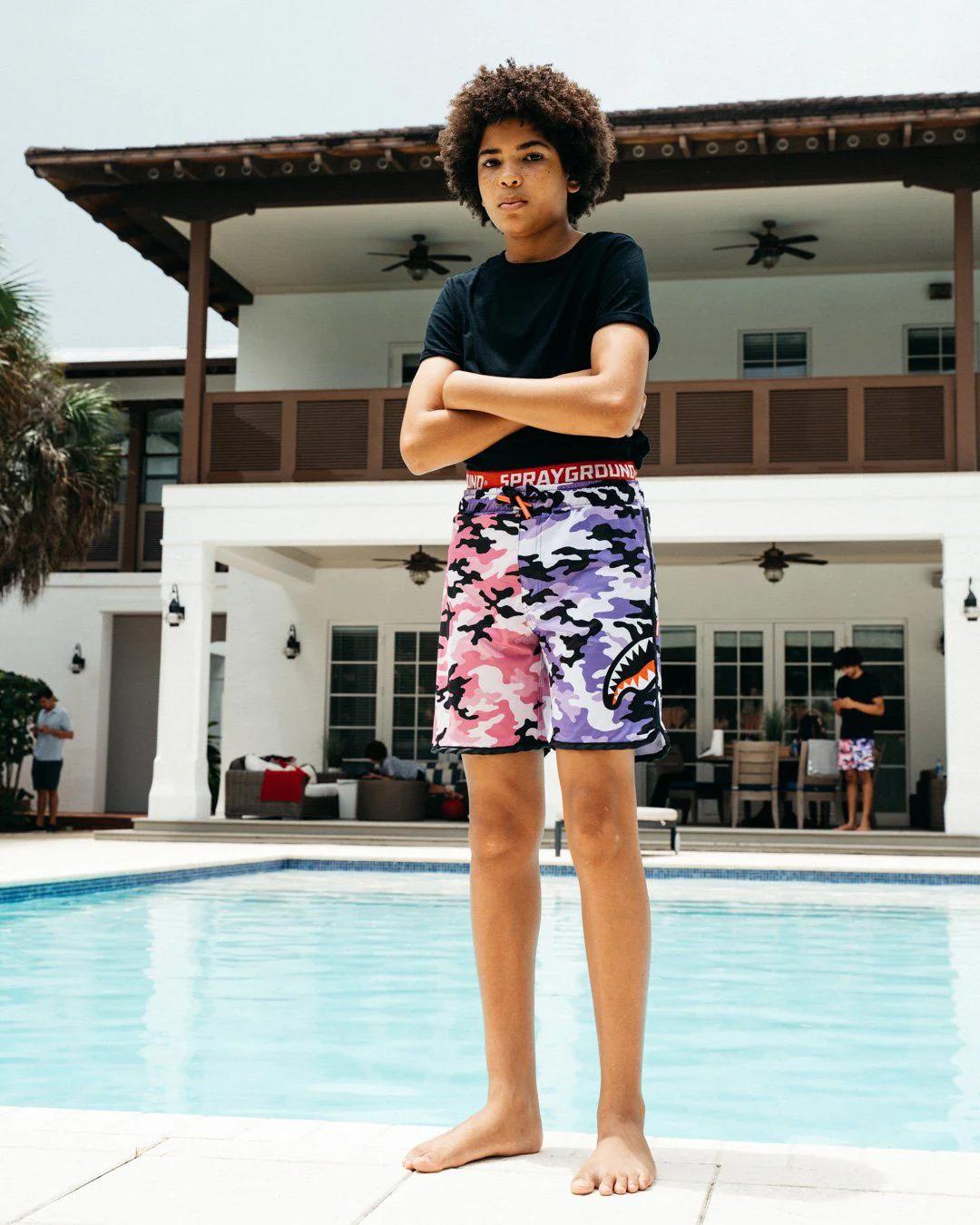 Sprayground KIDS SPLIT CAMO SWIM TRUNKS