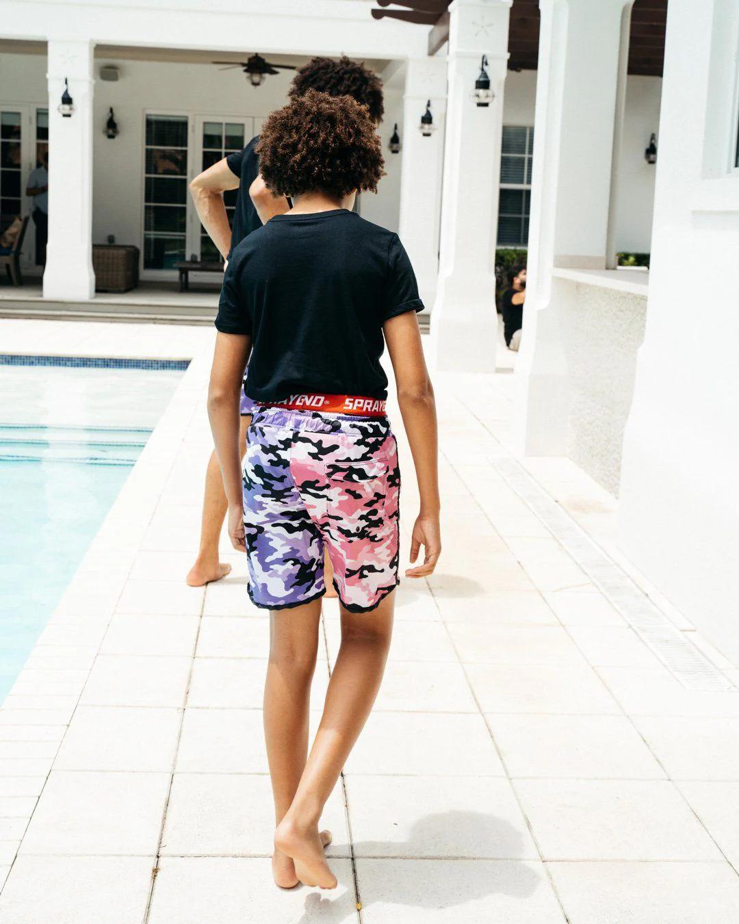 Sprayground KIDS SPLIT CAMO SWIM TRUNKS