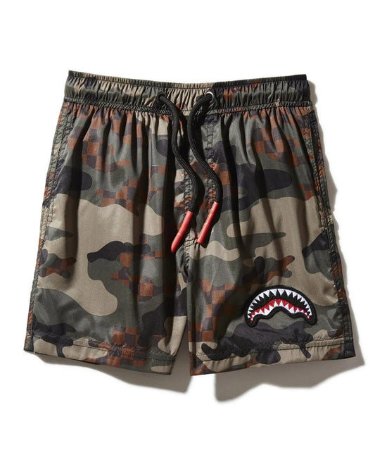 Sprayground KIDS CAMO CHECKERED SWIM TRUNKS