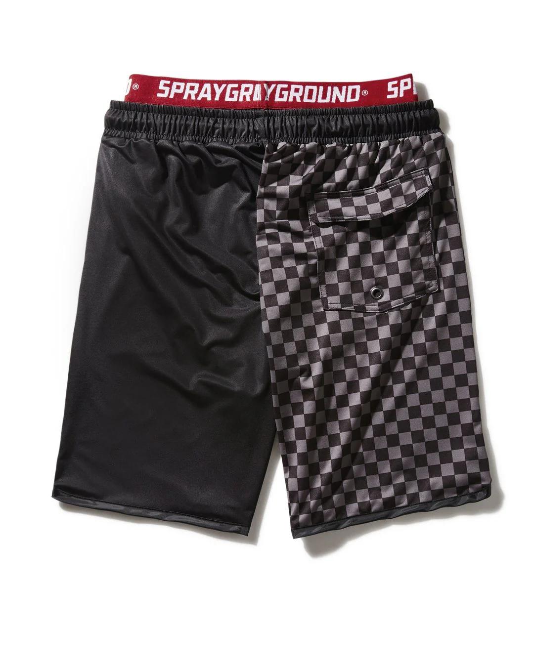 Sprayground GREY CHECKERED SPLIT CORTO SWIM TRUNKS