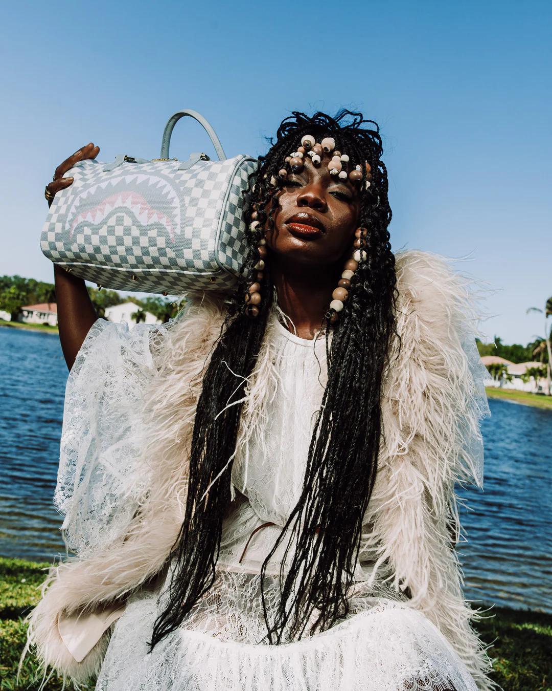 Sprayground KNIT SHARKS IN PARIS IN CREAM MINI DUFFLE