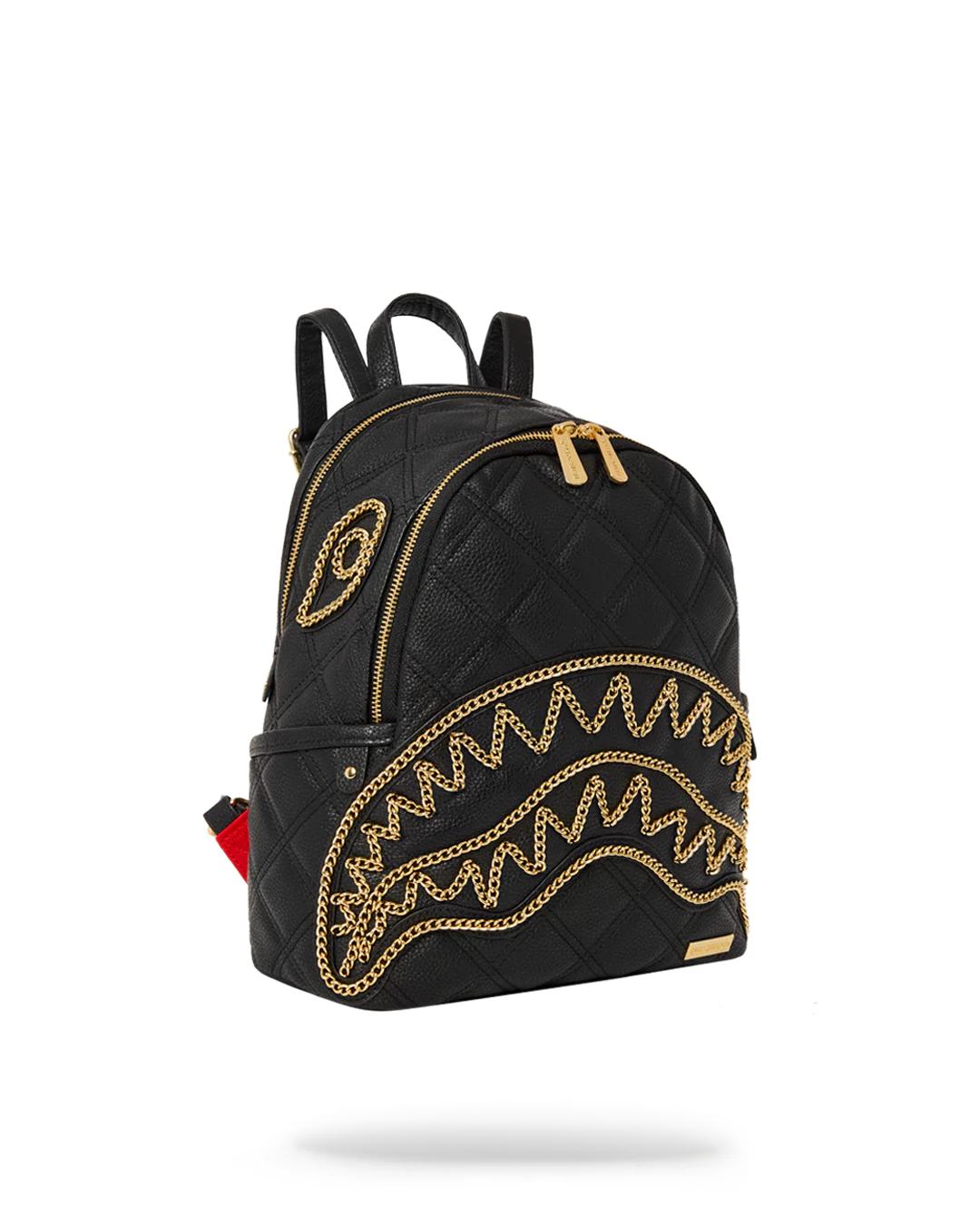 Sprayground NOIR QUILT GOLD CHAIN SHARK SAVAGE BACKPACK