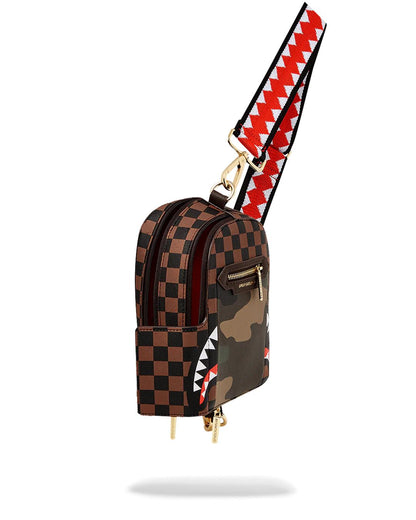 Sprayground EXTERIOR GOLD ZIP POCKET SHARKS IN PARIS BACKPACK SLING