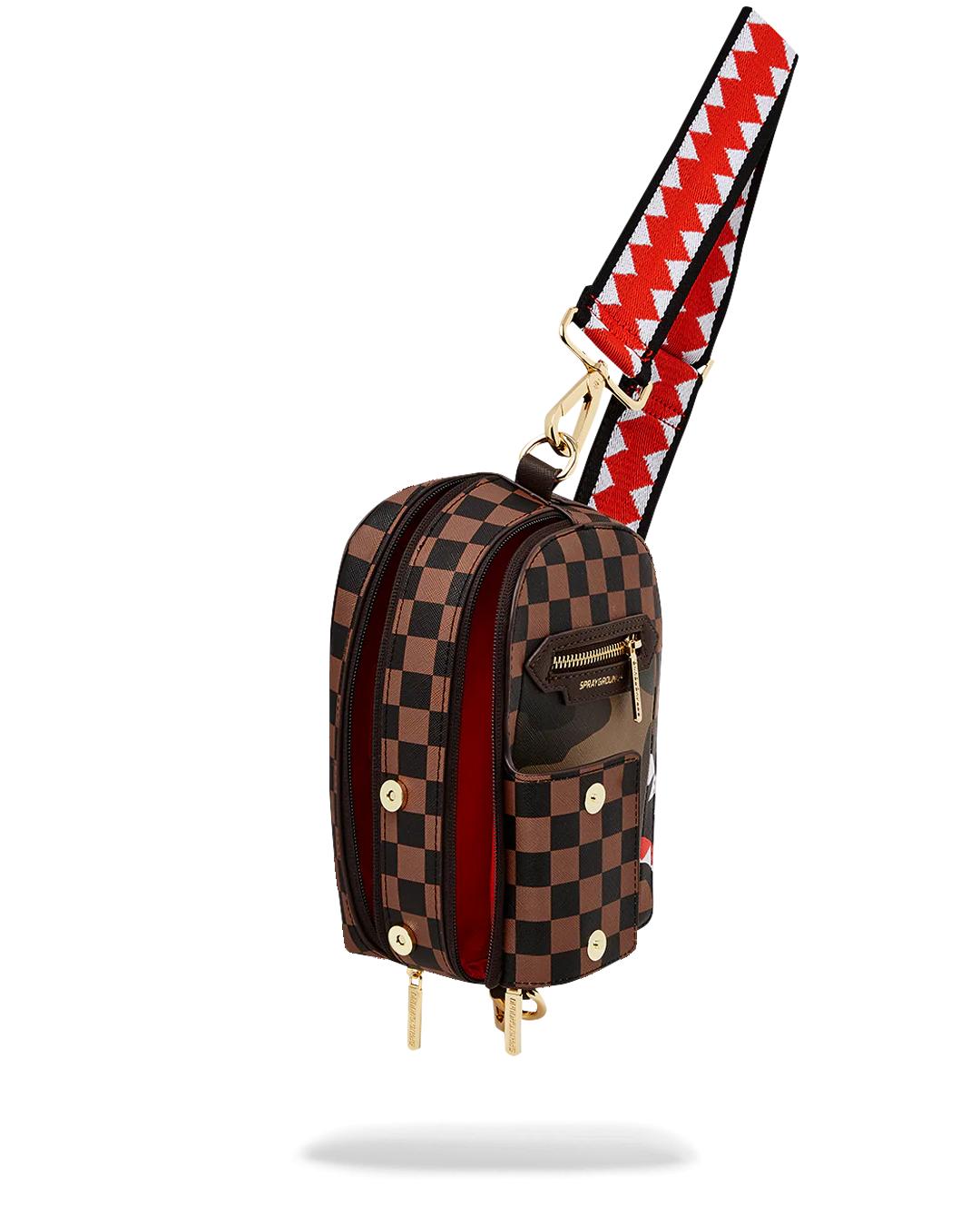 Sprayground EXTERIOR GOLD ZIP POCKET SHARKS IN PARIS BACKPACK SLING