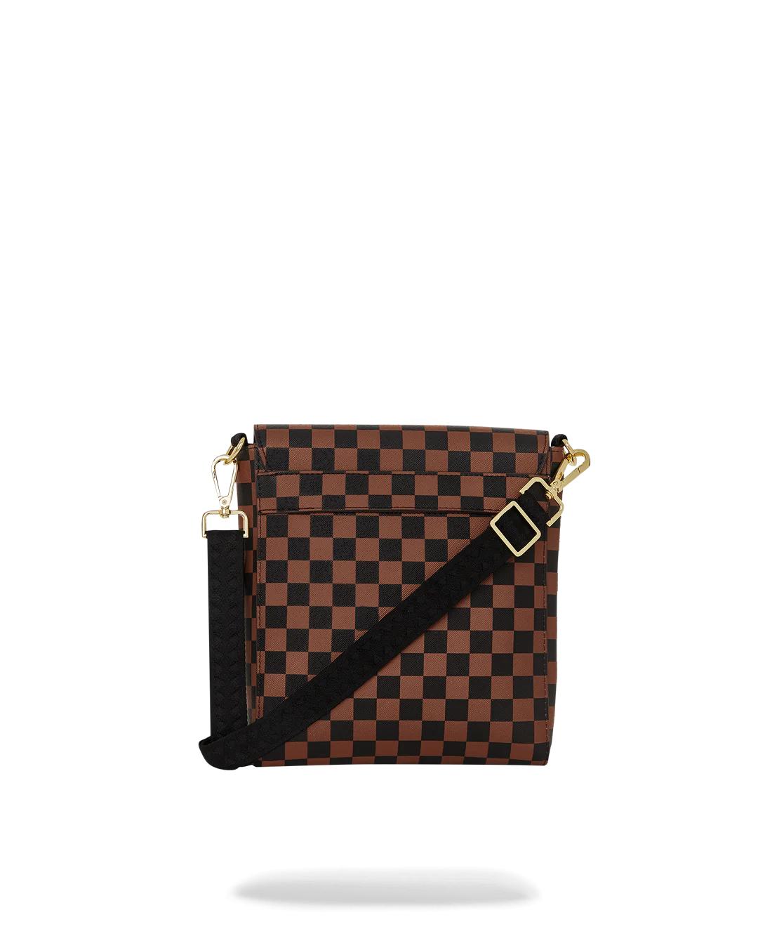 Sprayground EXTERIOR GOLD ZIP POCKET SHARKS IN PARIS MESSENGER SLING BAG