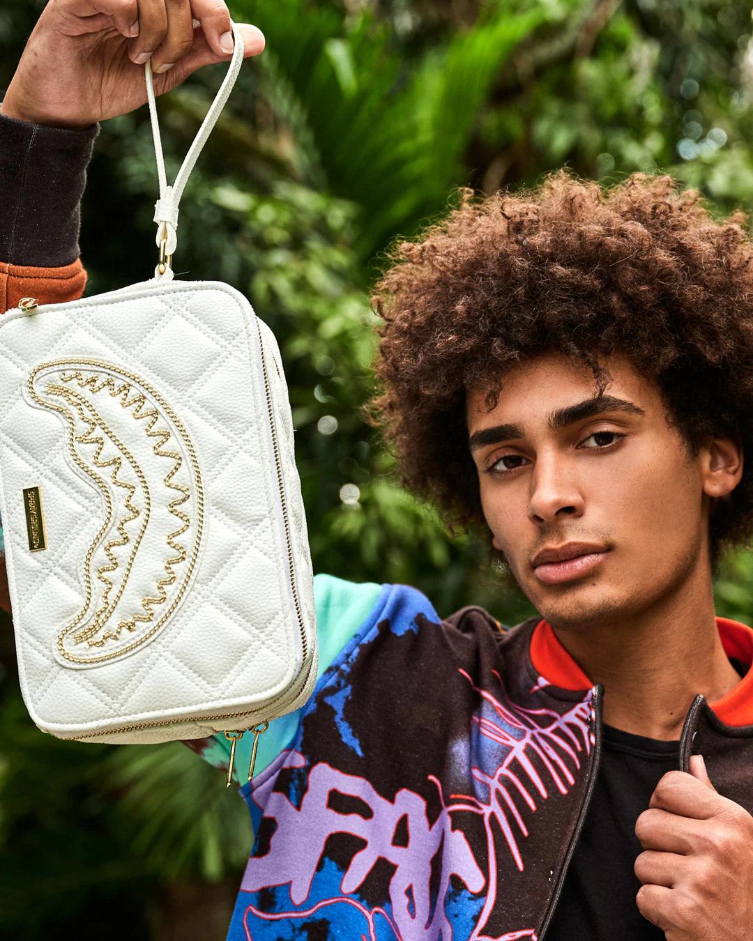 Sprayground RIVIERA LE BLANC GOLD CHAIN SHARK TOILETRY BAG