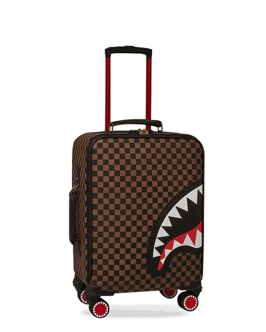 Sprayground EXTERIOR GOLD ZIP POCKET SHARKS IN PARIS JETSETTER CARRY-ON LUGGAGE