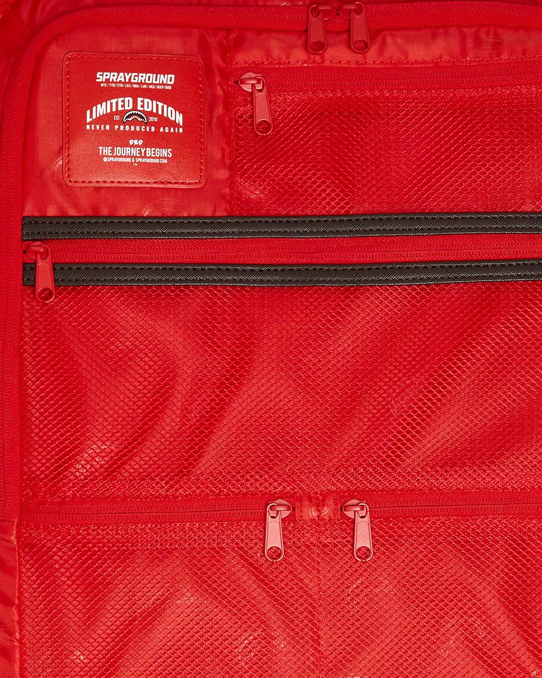 Sprayground EXTERIOR GOLD ZIP POCKET SHARKS IN PARIS JETSETTER CARRY-ON LUGGAGE