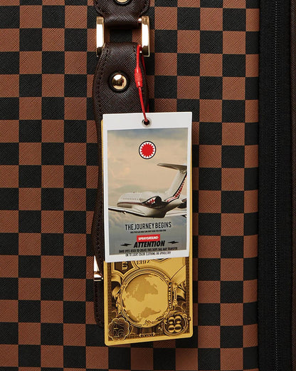 Sprayground EXTERIOR GOLD ZIP POCKET SHARKS IN PARIS JETSETTER CARRY-ON LUGGAGE