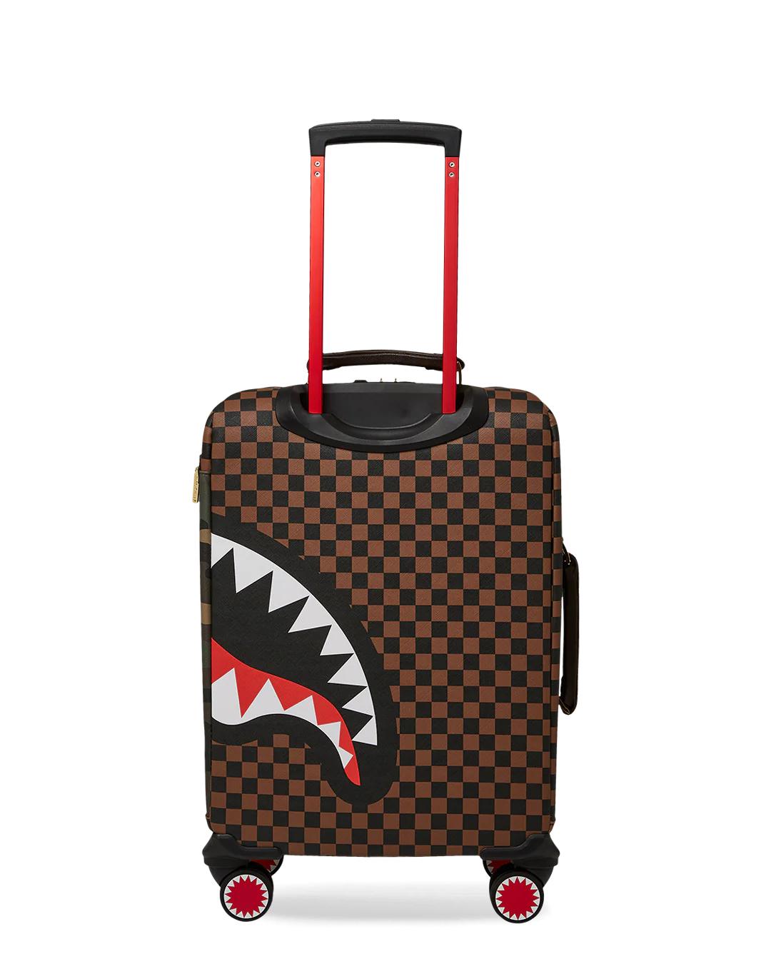 Sprayground EXTERIOR GOLD ZIP POCKET SHARKS IN PARIS JETSETTER CARRY-ON LUGGAGE
