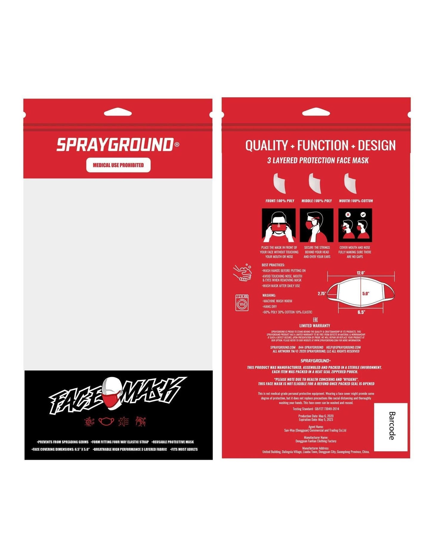 Sprayground PINK ANIME SHARK FORM-FITTING MASK