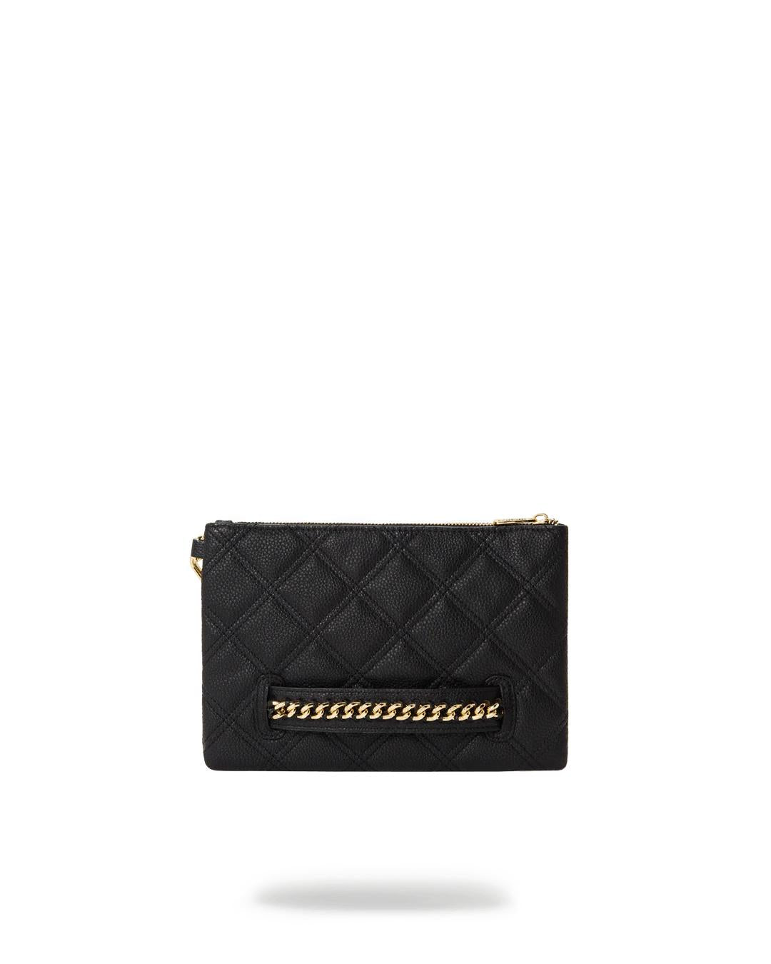 Sprayground NOIR QUILT GOLD CHAIN SHARK CROSSOVER CLUTCH