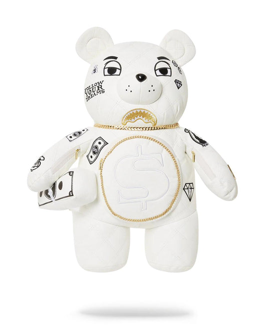 Sprayground RIVIERA LE BLANC GOLD CHAIN MONEYBEAR TEDDYBEAR BACKPACK