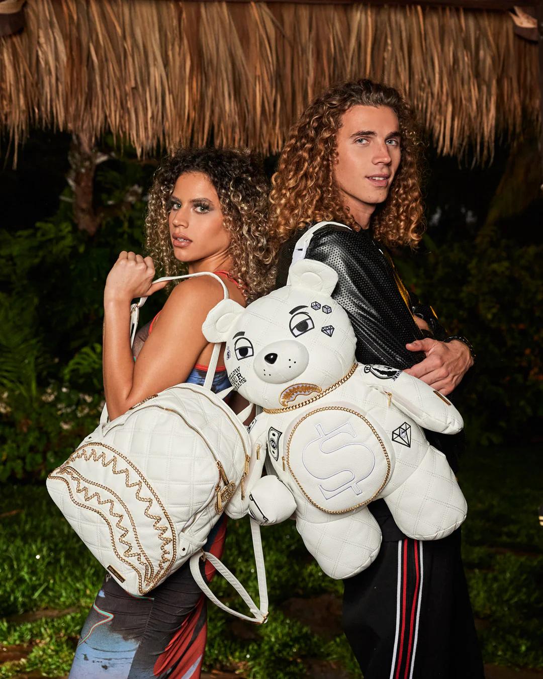 Sprayground RIVIERA LE BLANC GOLD CHAIN MONEYBEAR TEDDYBEAR BACKPACK