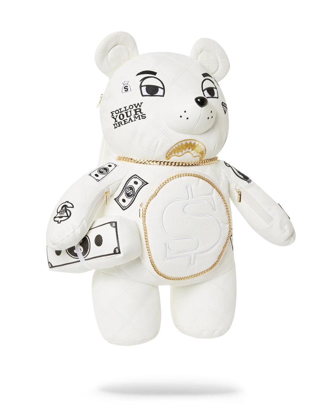 Sprayground RIVIERA LE BLANC GOLD CHAIN MONEYBEAR TEDDYBEAR BACKPACK