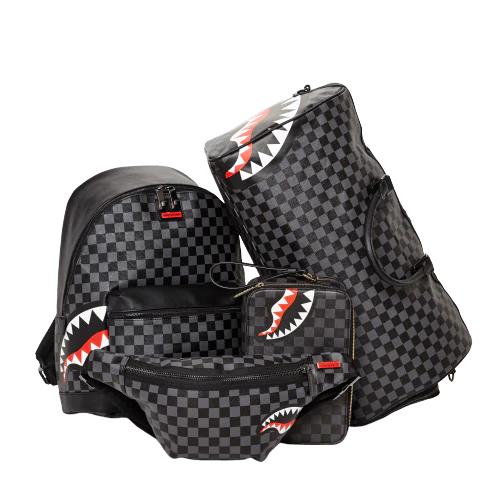 Sprayground SHARKS IN PARIS (BLACK CHECKERED EDITION) TOILETRY AKA MONEY BAGS