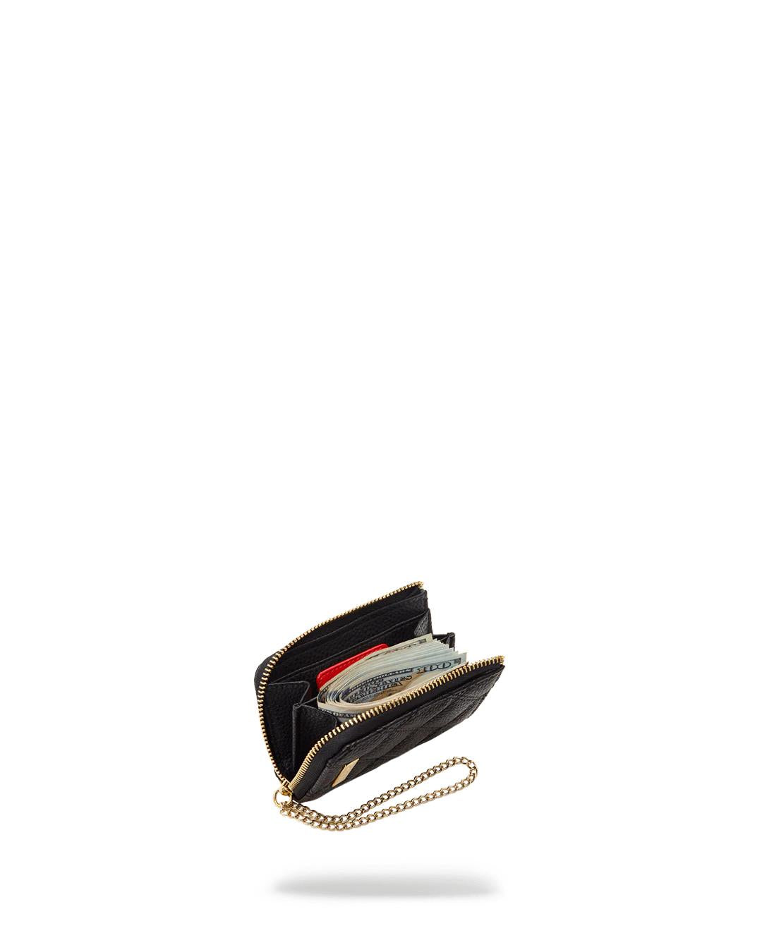 Sprayground NOIR QUILT GOLD CHAIN SHARK WALLET