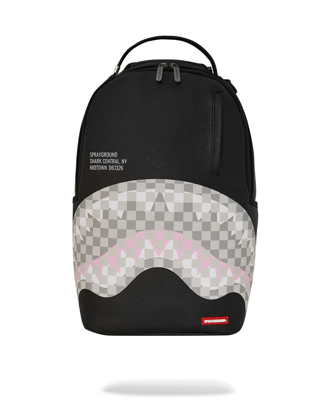 Sprayground SHARK CENTRAL CREAM BLACK CHECK BACKPACK