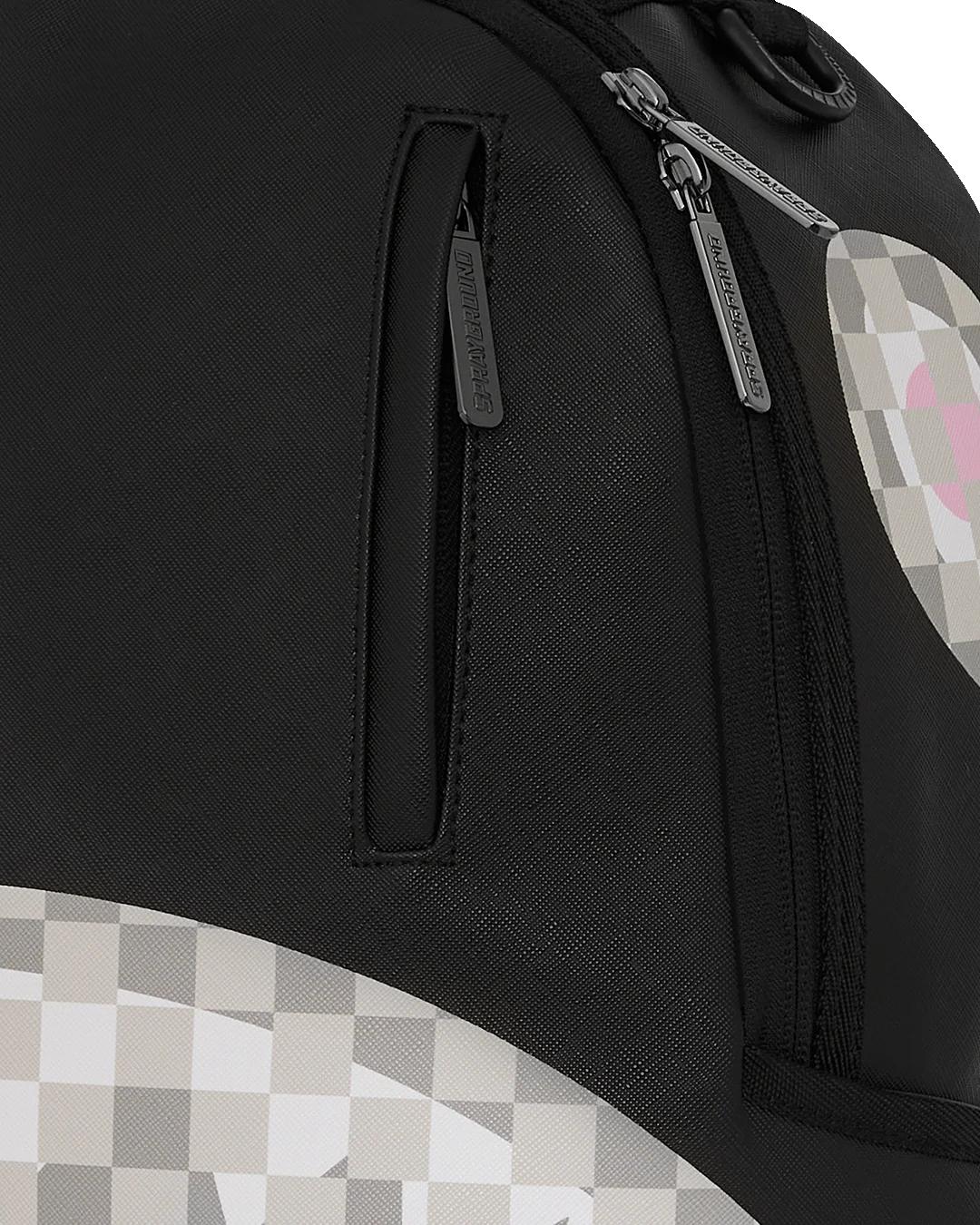 Sprayground SHARK CENTRAL CREAM BLACK CHECK BACKPACK