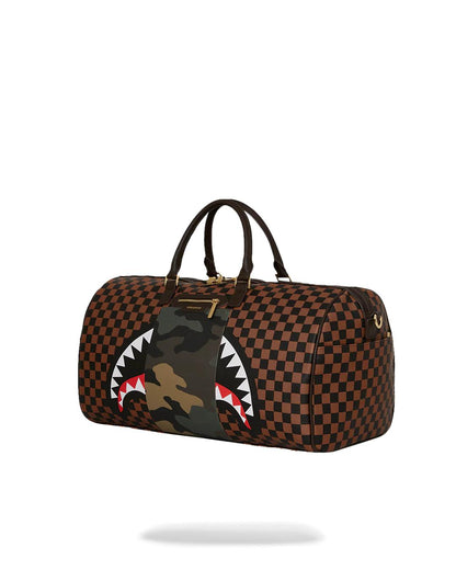 Sprayground EXTERIOR GOLD ZIP POCKET SHARKS IN PARIS DUFFLE
