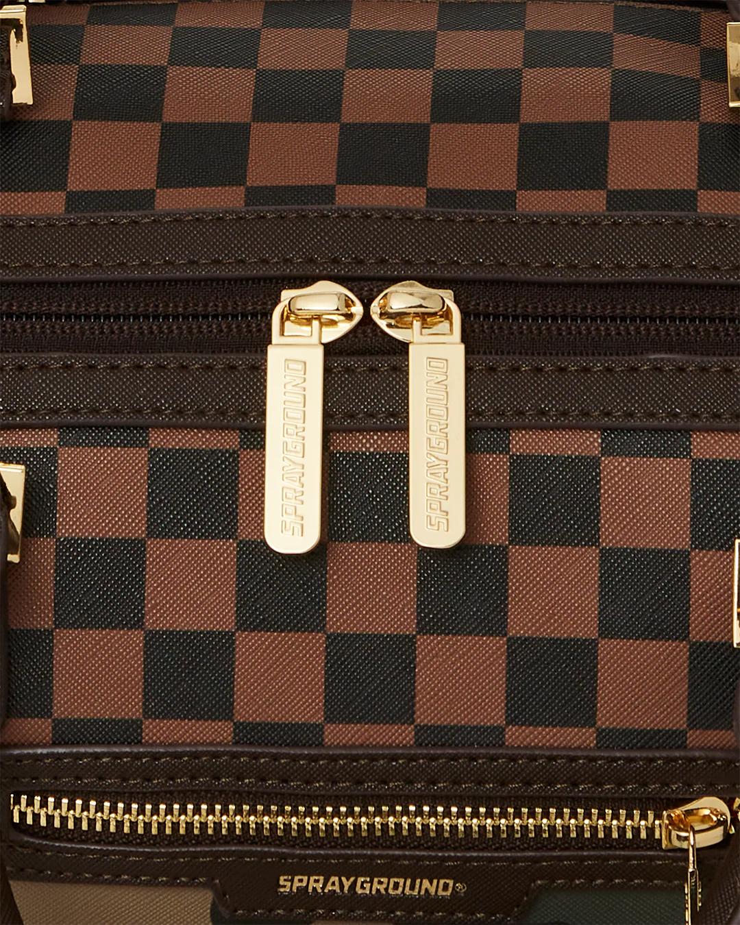 Sprayground EXTERIOR GOLD ZIP POCKET SHARKS IN PARIS MINI DUFFLE
