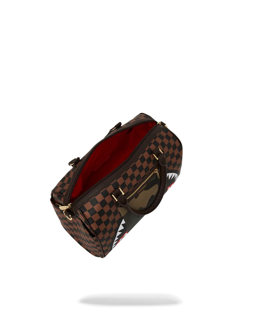 Sprayground EXTERIOR GOLD ZIP POCKET SHARKS IN PARIS MINI DUFFLE