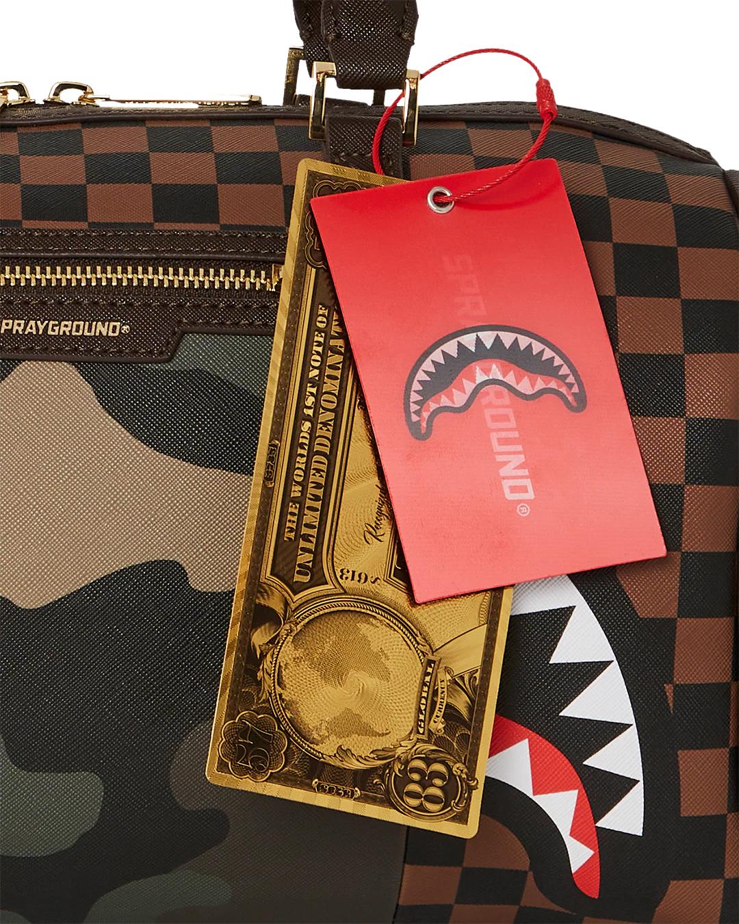 Sprayground EXTERIOR GOLD ZIP POCKET SHARKS IN PARIS MINI DUFFLE
