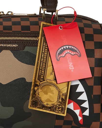 Sprayground EXTERIOR GOLD ZIP POCKET SHARKS IN PARIS MINI DUFFLE