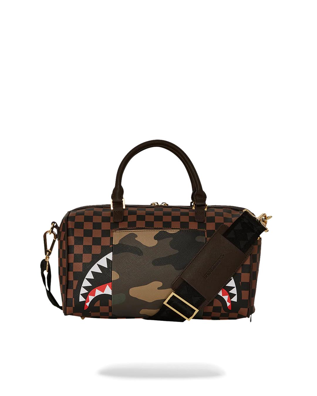 Sprayground EXTERIOR GOLD ZIP POCKET SHARKS IN PARIS MINI DUFFLE